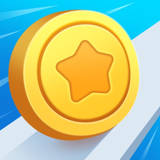 Golden coin app icon with a star, set against motion streaks