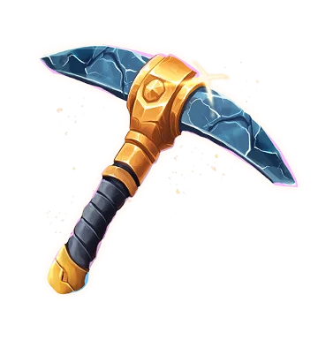 The game's glowing pickaxe — the core mining symbol behind every win